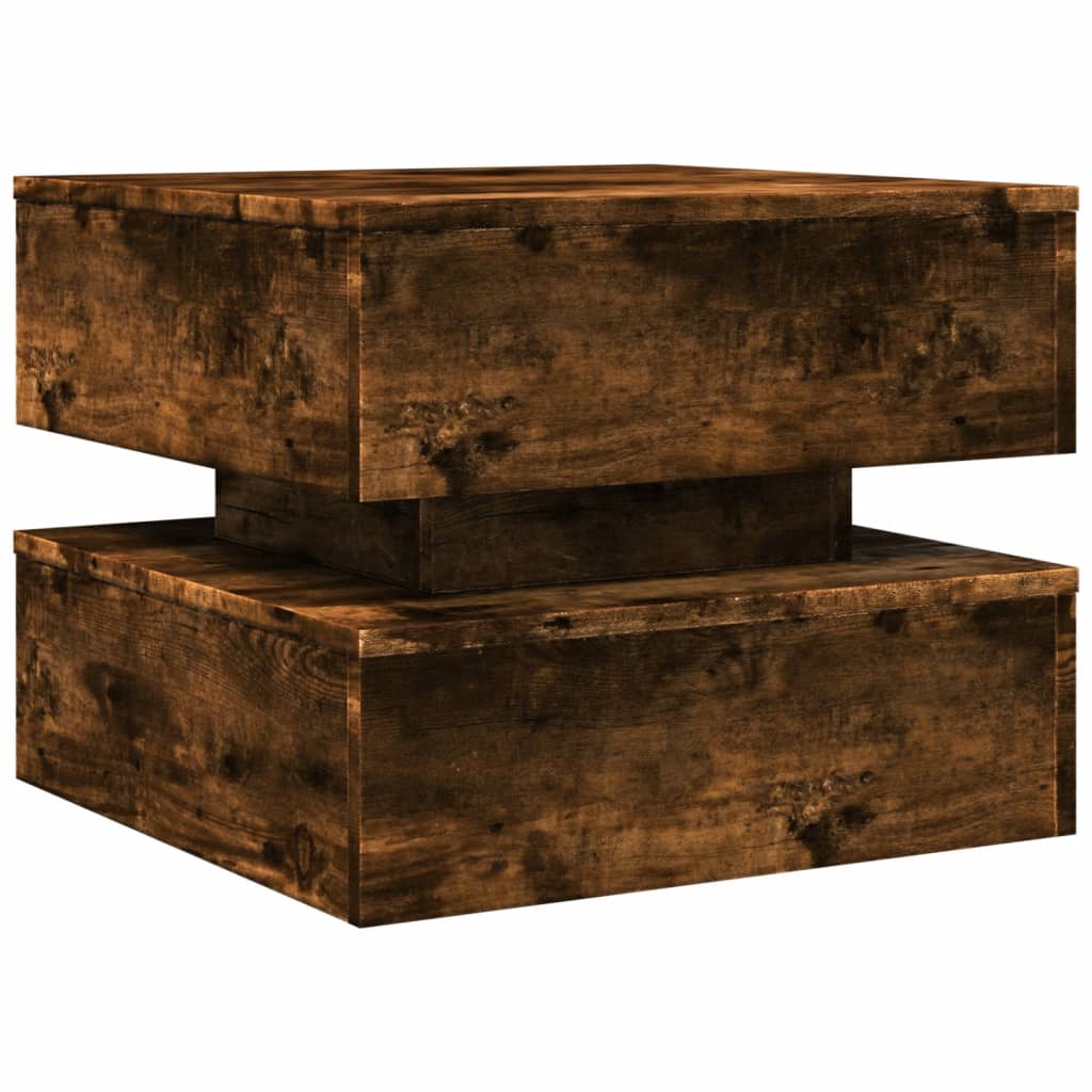 LED Coffee Table In Smoked Oak 50 X 50 X 40 Cm
