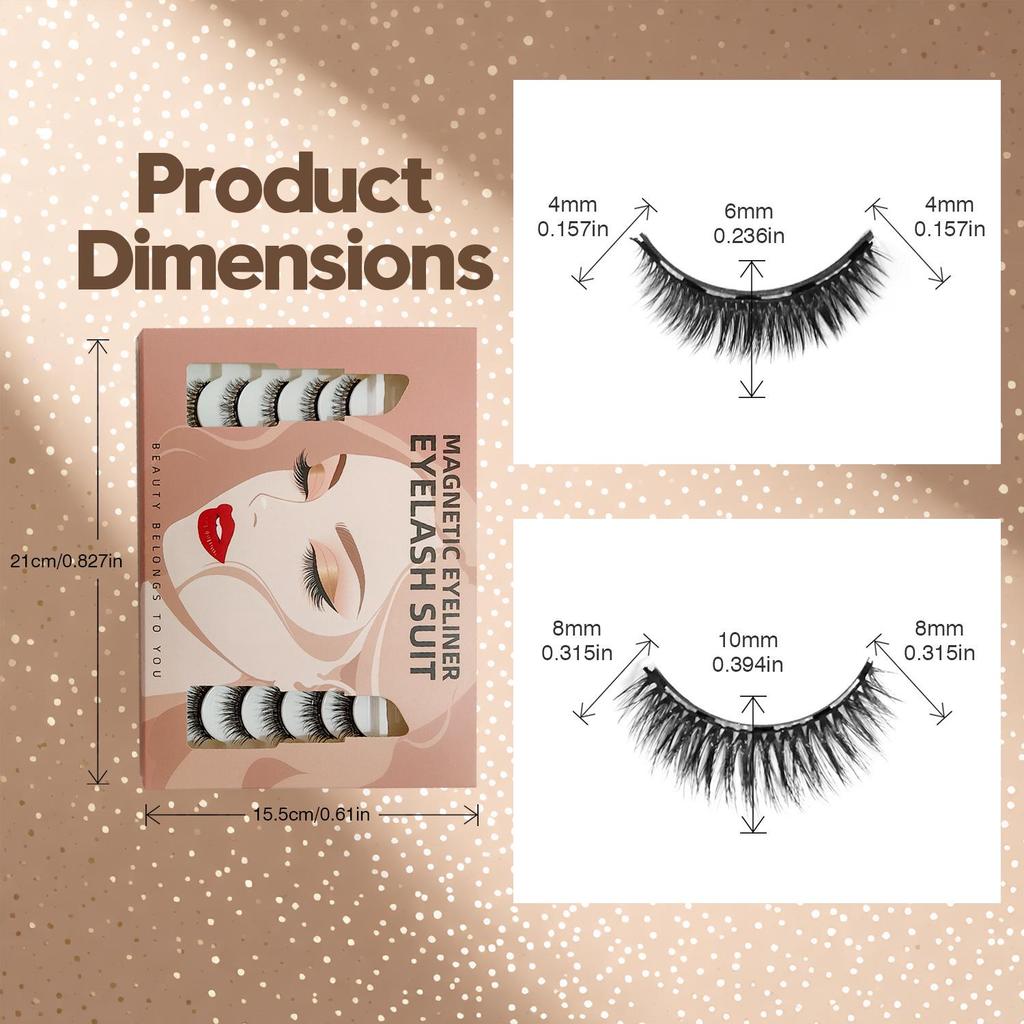 Magnetic Eyelash Curling Set with Glue-Free False Lashes - 10 Pairs Mixed