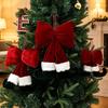 Red Non-woven Fabric Christmas Bow Pendant for Tree Decoration