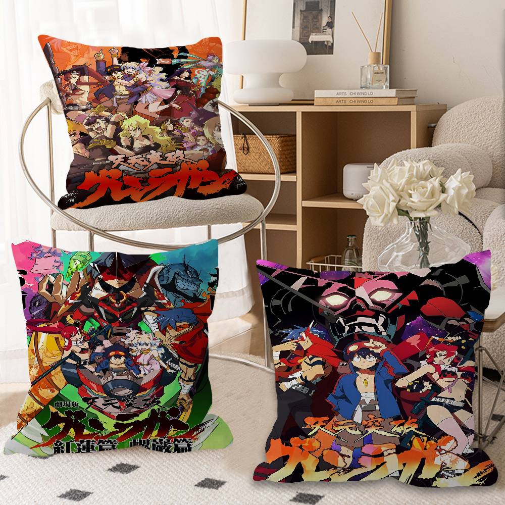 Federa Cuscino Anime Gurren Lagann Per Camera da Letto e Divano Soggiorno Copricuscino Decorativo