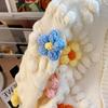Kawaii Sweater 3D Flower Embroidery Knitted Cardigan Women Long Sleeves Single Braested Contrast Color Sweater Autumn