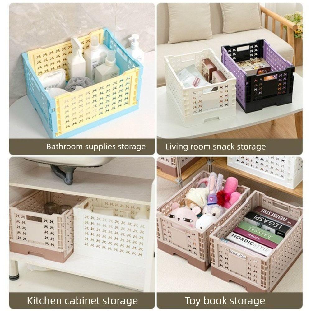 6 Colors Foldable Storage Basket Collapsible Folding Toy Box Plastic Crate Box  Kitchen