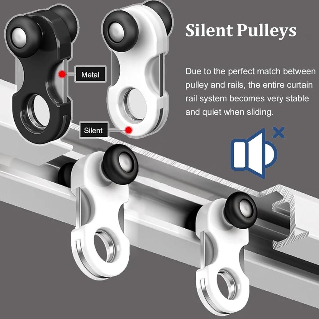 Hidden Ceiling Curtain Track, Ecessed Invisible Curtain Track, Ceiling Mount Aluminum Alloy Nano Silence Track for Living Room Bedroom Windows/Room