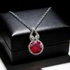 4 Carat Cultivated Ruby Sapphire Gourd Necklace Women's Classic Four-claw Big Diamond Emerald Pendant Collarbone Chain