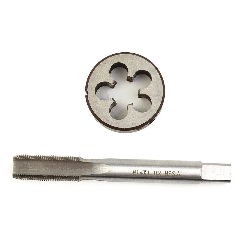 HSS M-14*1,0mm Gewindebohrer & M-14*1,0mm Schneideisen Metrisches Gewinde Linksgewinde Metallbearbeitungswerkzeuge M-14*1 Gewindebohrer+Rundschneideisen-Satz Elektrowerkzeugzubehör