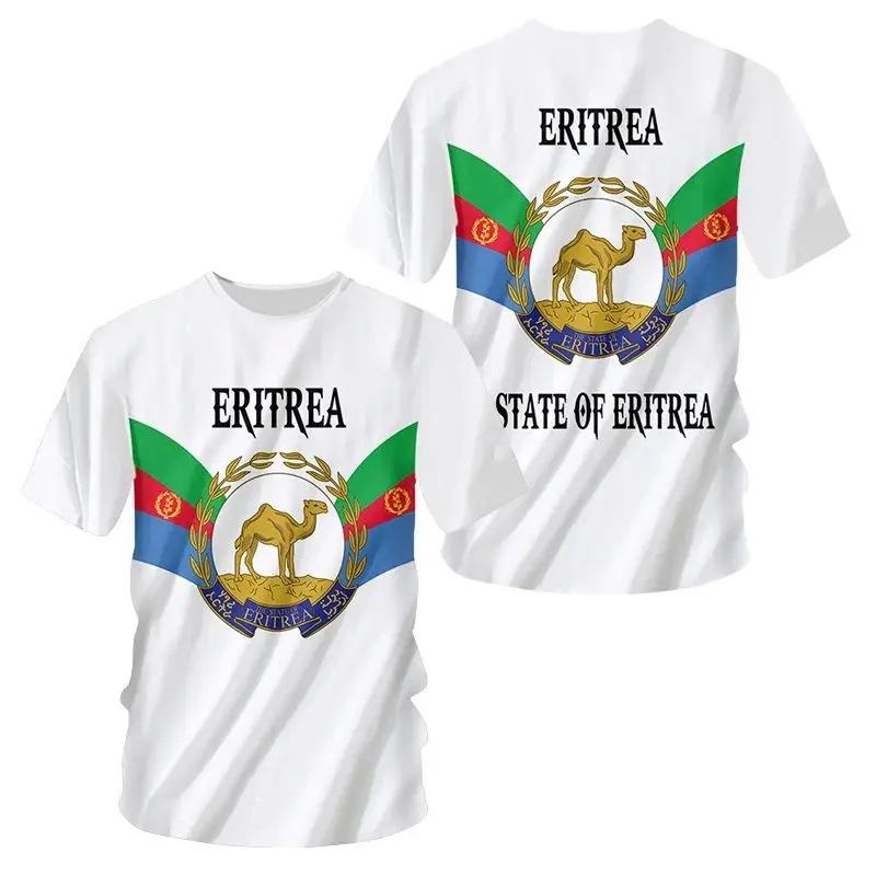 Sommer-T-Shirts mit Rundhalsausschnitt und 3D-Aufdruck der eritreischen Flagge, modisch, lässig, kurzärmelig, für Kinder und Jungen