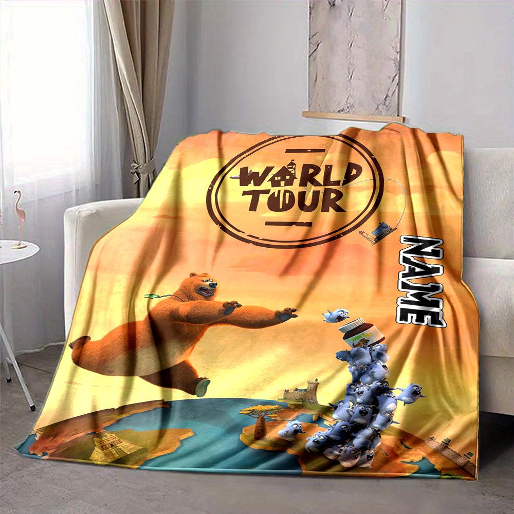 Custom 1pc Grizzly Lemmings Adventure Blanket, Soft And Comfortable Blanket, Casual Warm, Camping Travel Blanket, Birthday Gift Q91269