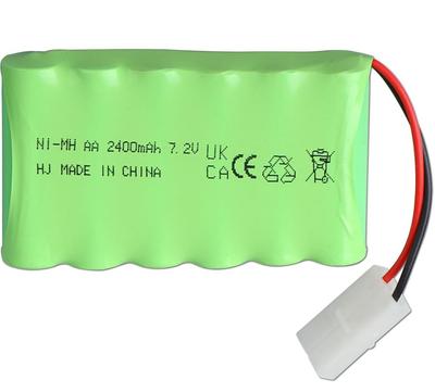 7,2V 2400mAh NiMH Wiederaufladbarer Akku mit Tamiya KET 2P Stecker und USB-Kabel – 6 Zellen AA-Pack für RC-Autos, LKW