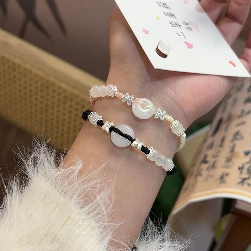 Chinese Style Butterfly Peace Buckle Braided Bracelets For Women Men Exquisite Couple Bracelets Jewelry Accessories Gifts
