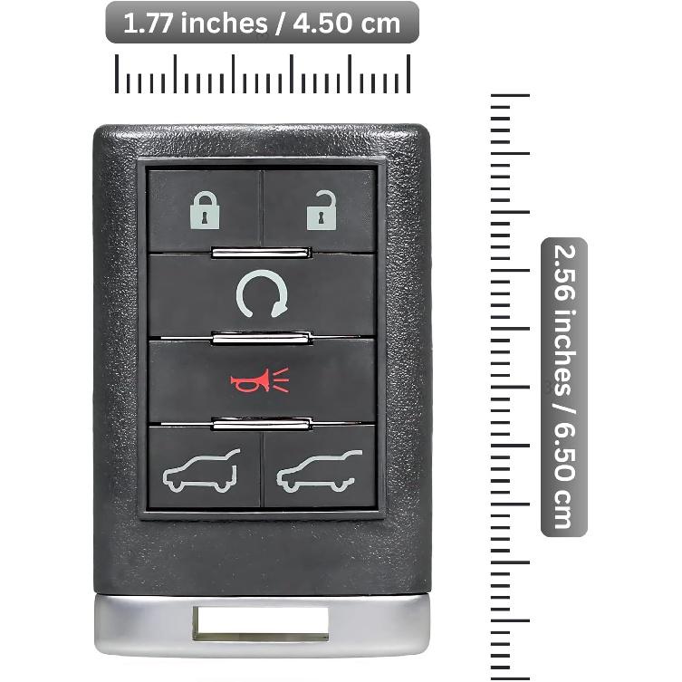 Replacement Keyless Entry Remote Car Key Fob for 2007 2008 2009 2010 2011 2012 2013 2014 Cadillac Escalade ESV, FCCID-OUC6000066, 315MHz 6 Buttons