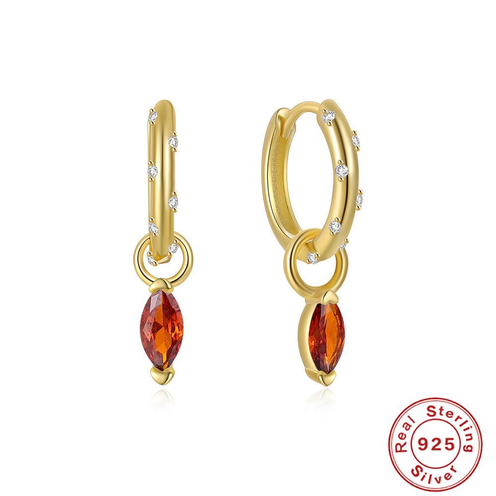 S925 Sterling Silver Color Diamond Set 5A Zircon Hoop Round Triangle Water Drop Pendant Earrings Earrings Earrings