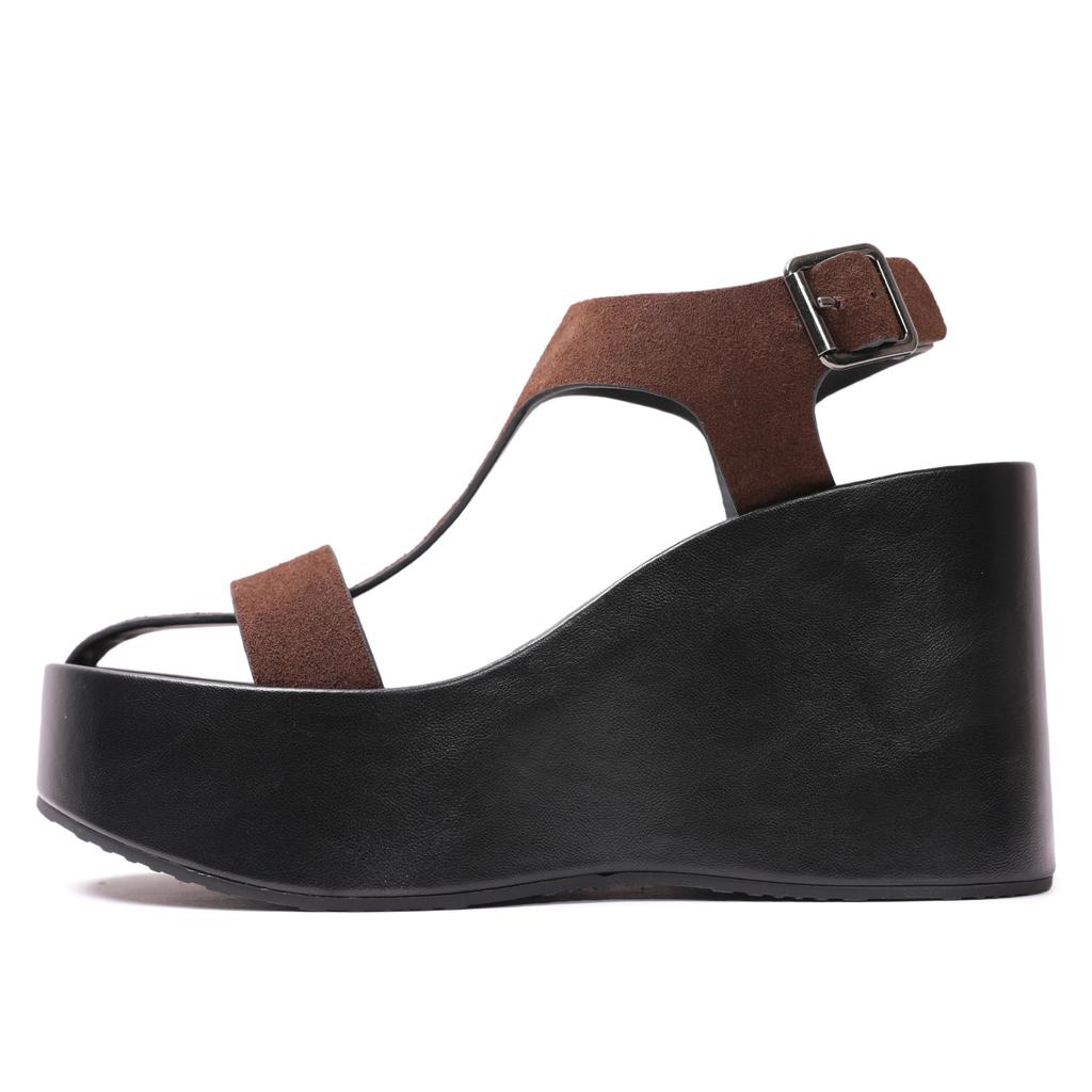 Fashion Womens Platform Sandals Black Wedges High Heels Open Toe Punk Gothic Sandals Summer Comfortable Thick Bottom Casual Women Shoes