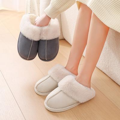 New Solid Color Plush Cotton Slippers Winter Home Warmth Couple Cotton Slippers