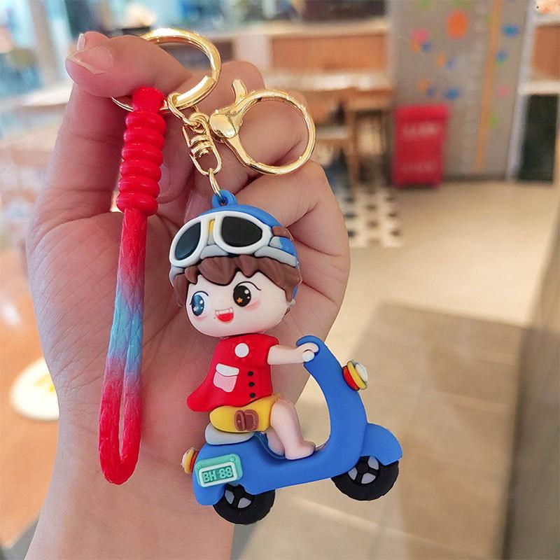 

Couple Tram Rabbit Keychain Bag Pendant Accessories Toy Gift Material Silicone Blue Boy