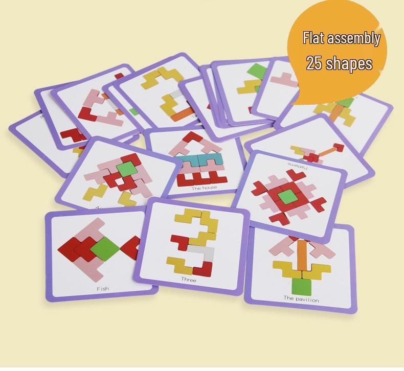 Tetris-Themed Wooden Blocks Puzzle for Kids – Brain Teaser & Color Recognition Toy