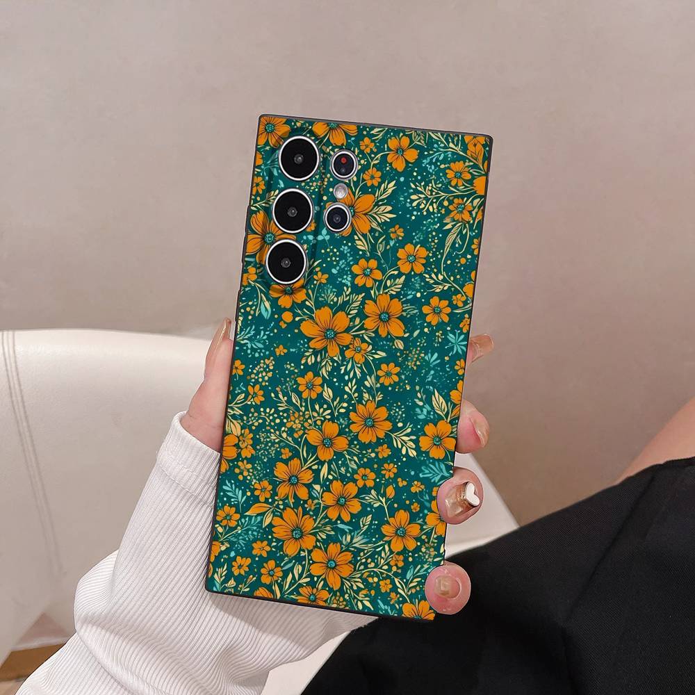 INS Flower Fashion Phone Case For Samsung Galaxy S25 S24 S22 S23 Ultra S21 S20 Plus 5G Frosted Non-Slip Full Cover Soft Case