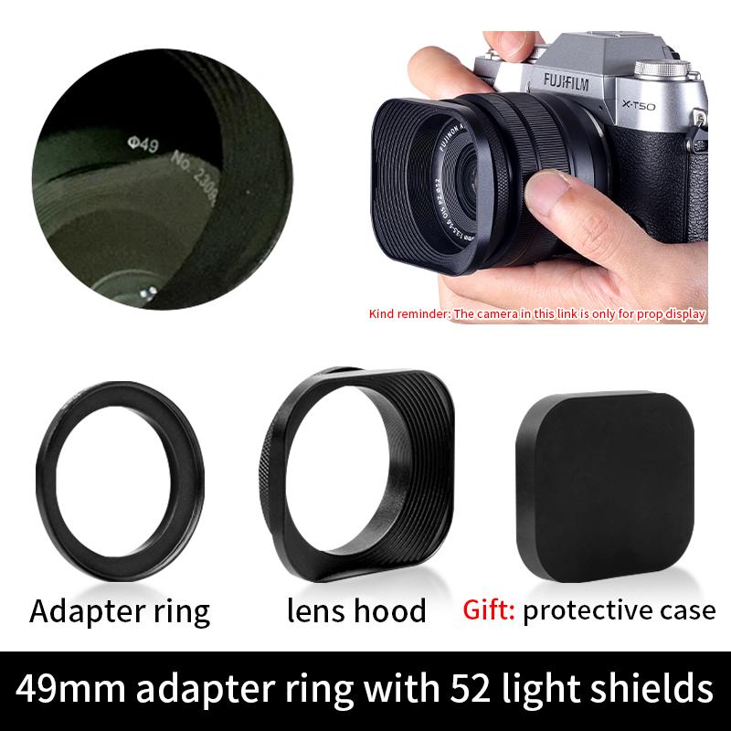 Metal Square Camera Lens Hood Compatible for Nikon16-50 Canon Sony Fuji15-45/35f2 Universal Photography Accessory 52/43/46/39mm
