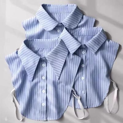 Gola Falsa de Renda Listrada Versátil para Meninas - Ideal para Outono/Inverno