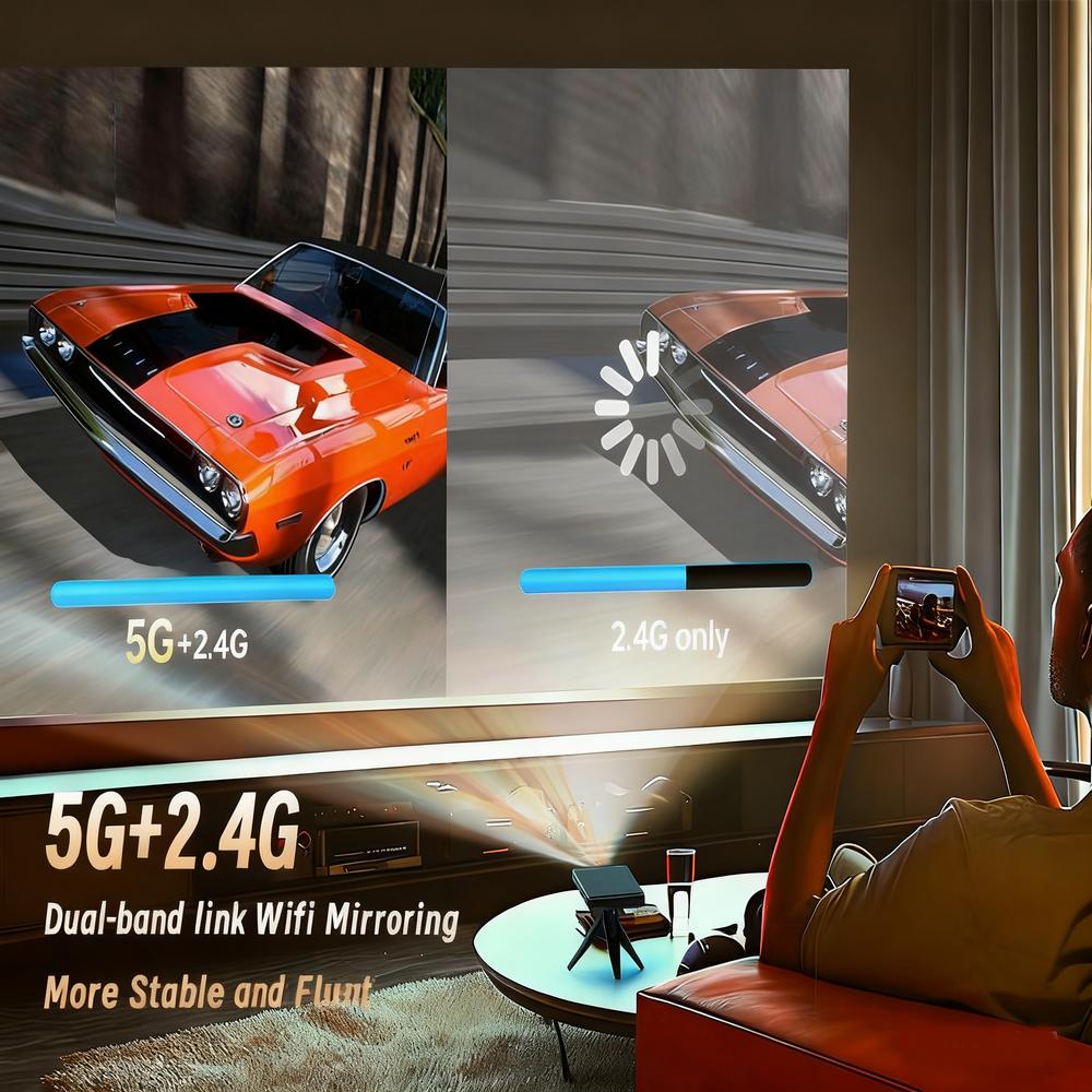 Vivicine Newest Arrive HD Mini Smart DLP 4k Projector Android 9.0 5G Wifi BT Build-in Speaker Battery Pocket Phone Projectors