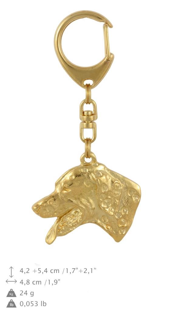 Dalmatian, Carriage Dog, Spotted Coach Dog - Gilded key ring with dog in gift box, handbag decoration, luxury accessory by Art-Dog brand