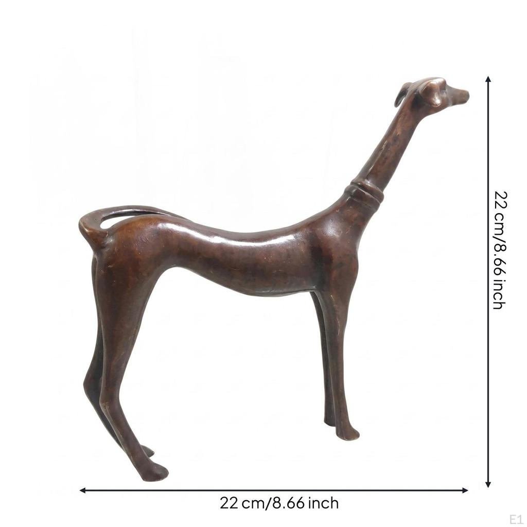 Scultura Canina Pátina Marrone Scuro Statuetta Realistica di Cane Riflessi Lucidati Decorazione per la Casa