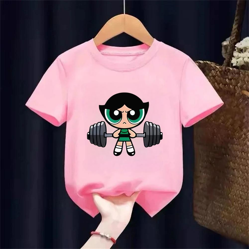 Girls Super Powerful Blouse Training Streetwear Tshirt Kids Shirt Academy Fitness Tshirt