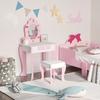 Children's Wooden Dressing Table with Stool and Mirror, Beauty Center with 1 Drawer for 3-6 Year Olds, 50x36.5x89.5cm, Pink