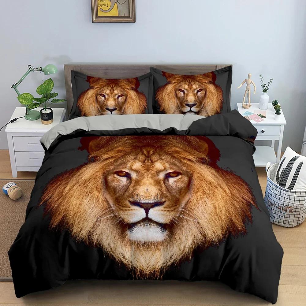 

Animal Lion Pattern Comfortable Duvet Quilt Cover Pillowcase Bedding Set Children Bedroom Decoration Home Textile 70x133cm 2pcs