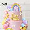 35 Stück Kuchendekorationen, Pastell-Kuchenaufsatz mit Blumen-Regenbogenbällen, tolle Party-Dekorationen für Geburtstags-, Hochzeits- und Partyzubehör