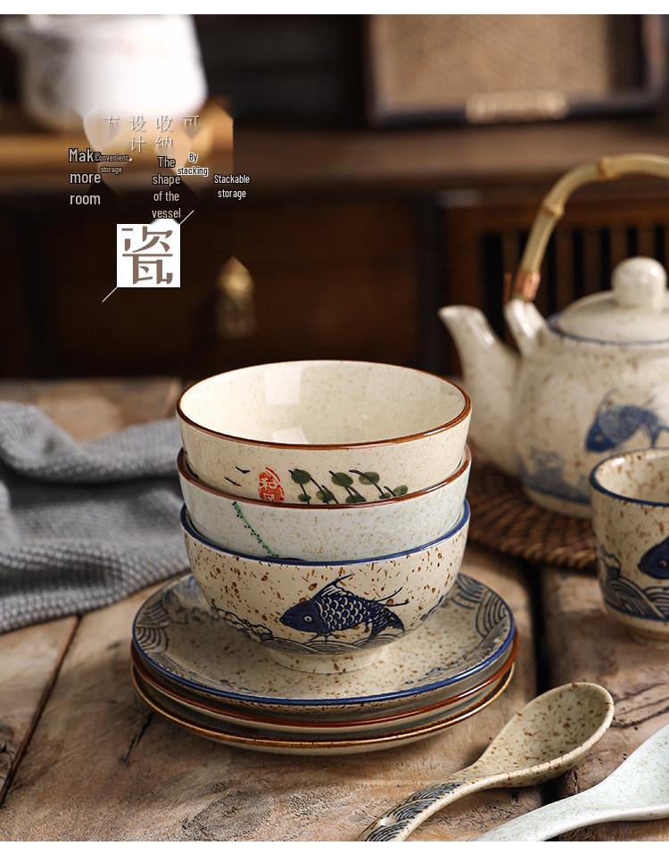 Hand-Painted Retro 6-Inch Round Ceramic Plate - Bone Dish, Spittoon, Tea Snack, Dried Fruit, Small Snack, Pastry Plate.