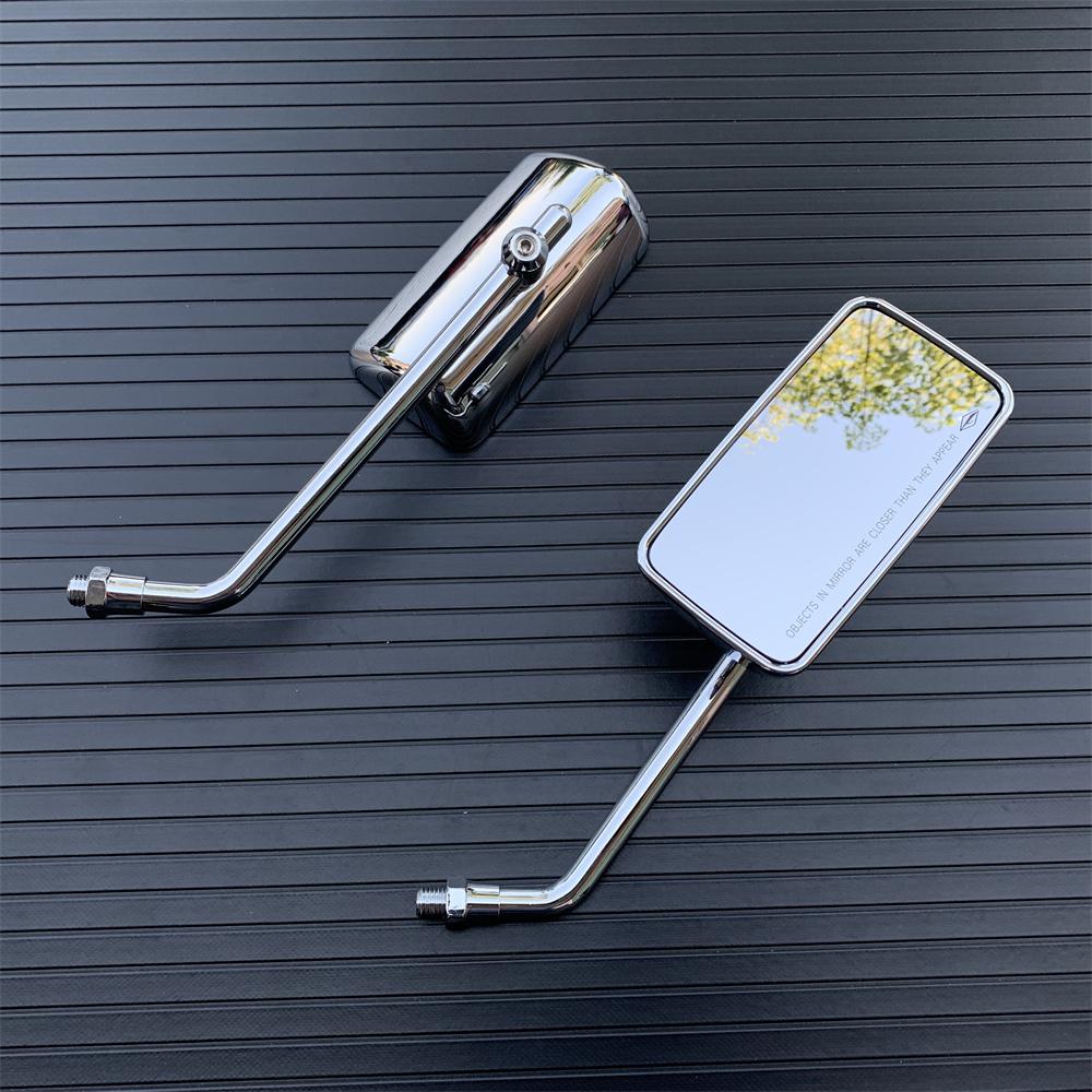 

10 мм Ретро Прямоугольные Металлические Мотоциклетные Зеркала Заднего Вида Хром Универсальные Для Honda Retroviseur Мотоциклетные Аксессуары