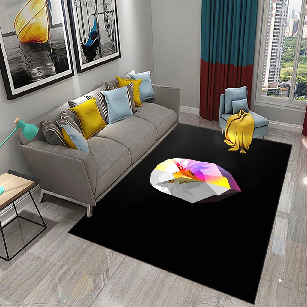 Glänzender Diamant Schwarz Teppich Kreatives Design Teppich für Erwachsene Modern Abstrakt Geometrische Teppiche Schlafzimmer Wohnzimmer Bereich Dekor Fußmatte