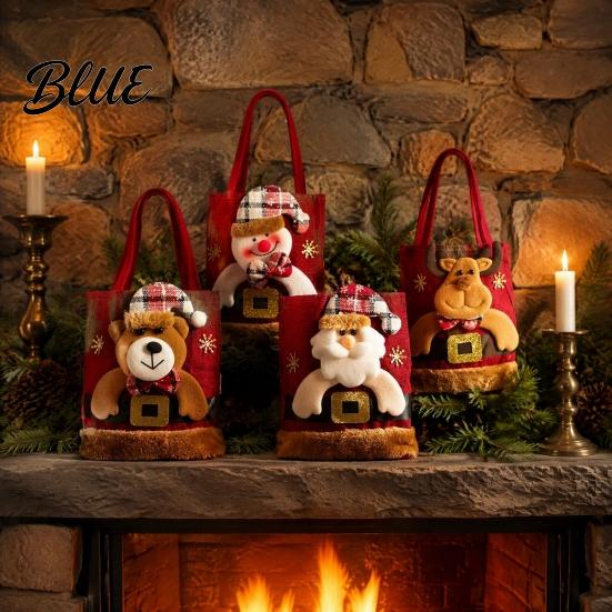 Decorative Christmas Party Favor Bags Tote Bag Santa/Snowman/Elk/Bear 3D Doll Decor Thick Cloth Holiday Candy Treat Holders Fabric Storage Pouch for