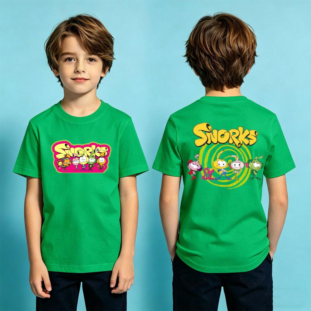 Snorks Cartoon Theme Series TShirt Kids Summer Polyester Short Sleeve Boys and Girls Casual T-shirt Duplex Printing Children Tee