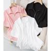 Ladies Irregular Zipper Short-sleeved Shirt Plus Size  Slim Waist Blouse