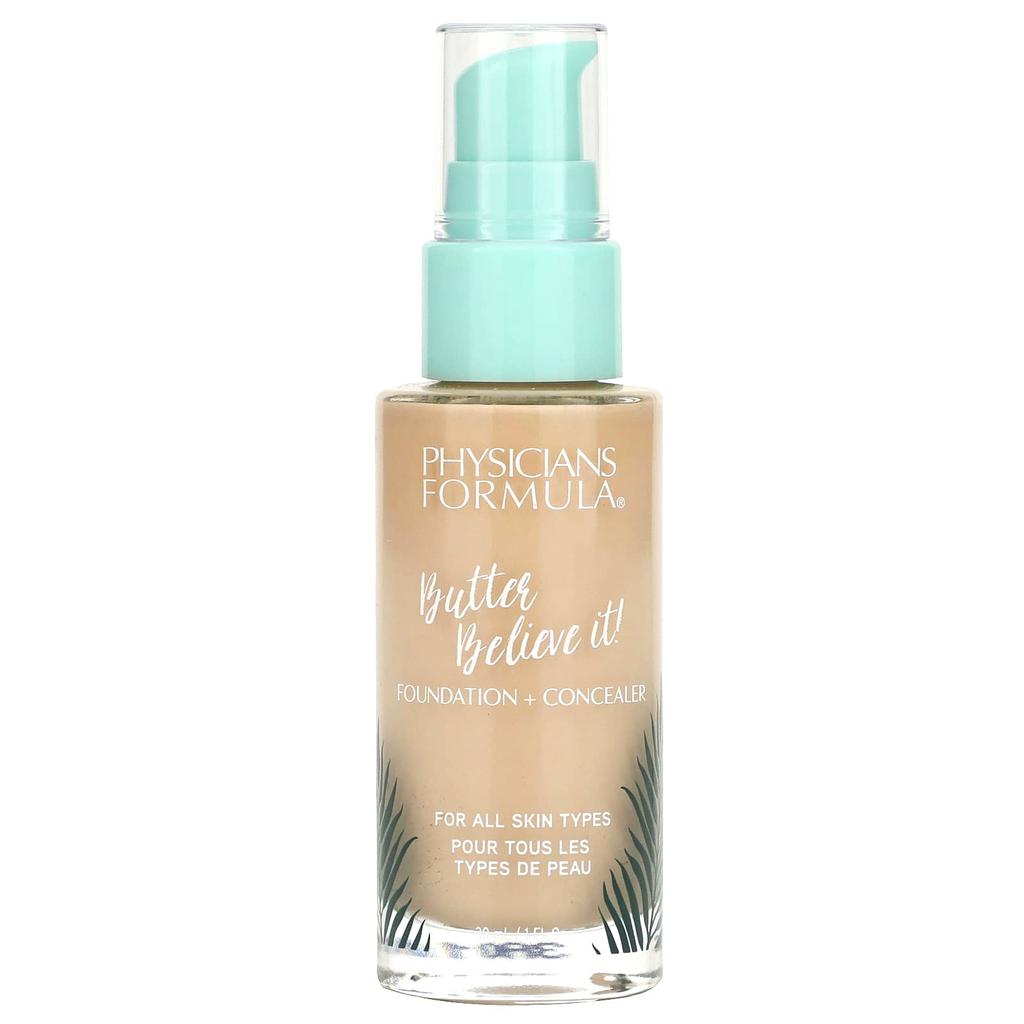 Physicians Formula Butter Believe It, Foundation + Concealer, 1711756 Fair To Light, 1 Fl Oz (30 Ml)