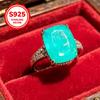 Zarte Seeblau Quadrat Zirkonia Eingelegte Klassische Damenringe Party Täglich Damen Retro Ring Schmuck