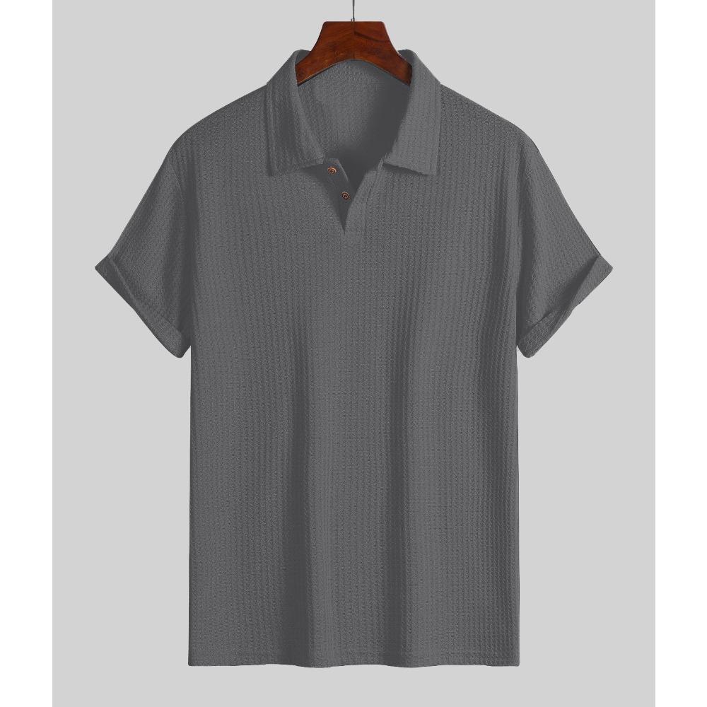 

Fashion Men s Casual Polo Shirt, Textured Knit Design Polo with Classic Collar, Versatile Polo for Everyday & Semi-formal Events XXL сірий колір