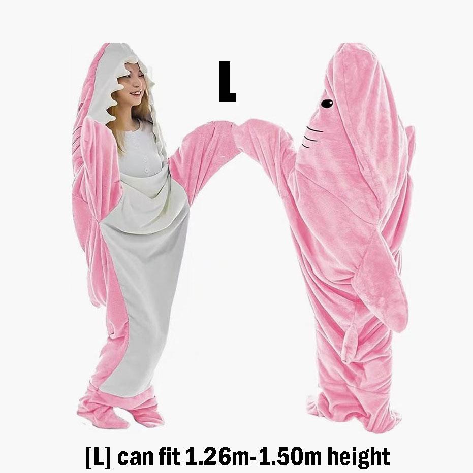 Cartoon Shark Blanket Hoodie Women Kigurumi Playsuit Kids Parents Hooded Warm Flannel Funny Homewear Shark Onesie Sleeping Bag