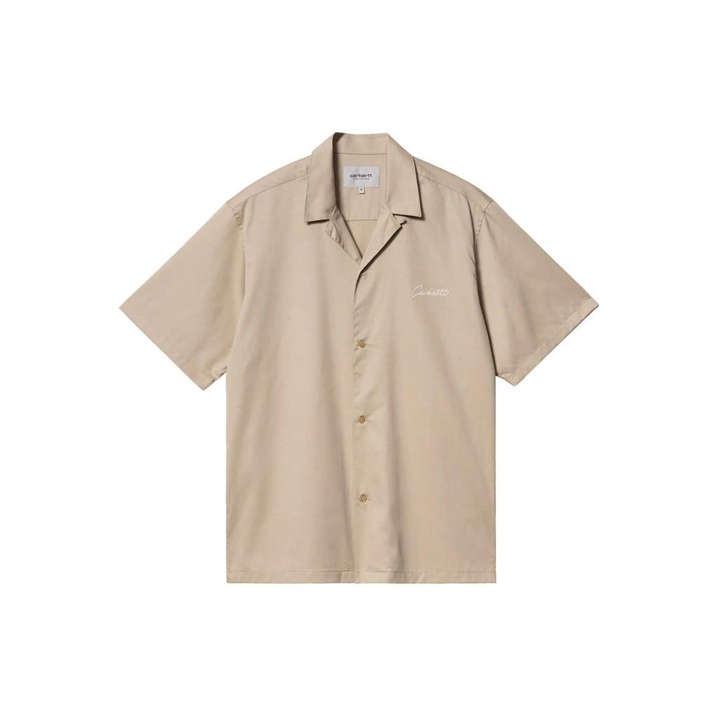 Carhartt WIP Solid Color Button Down Letter Short Sleeve Shirt Women shirts Beige I031465-WAW