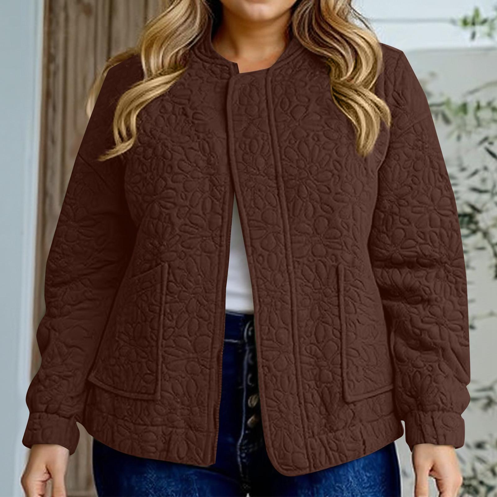 

Women s Fashion Casual Plus Size Solid Color Long Sleeve Jacket XXL