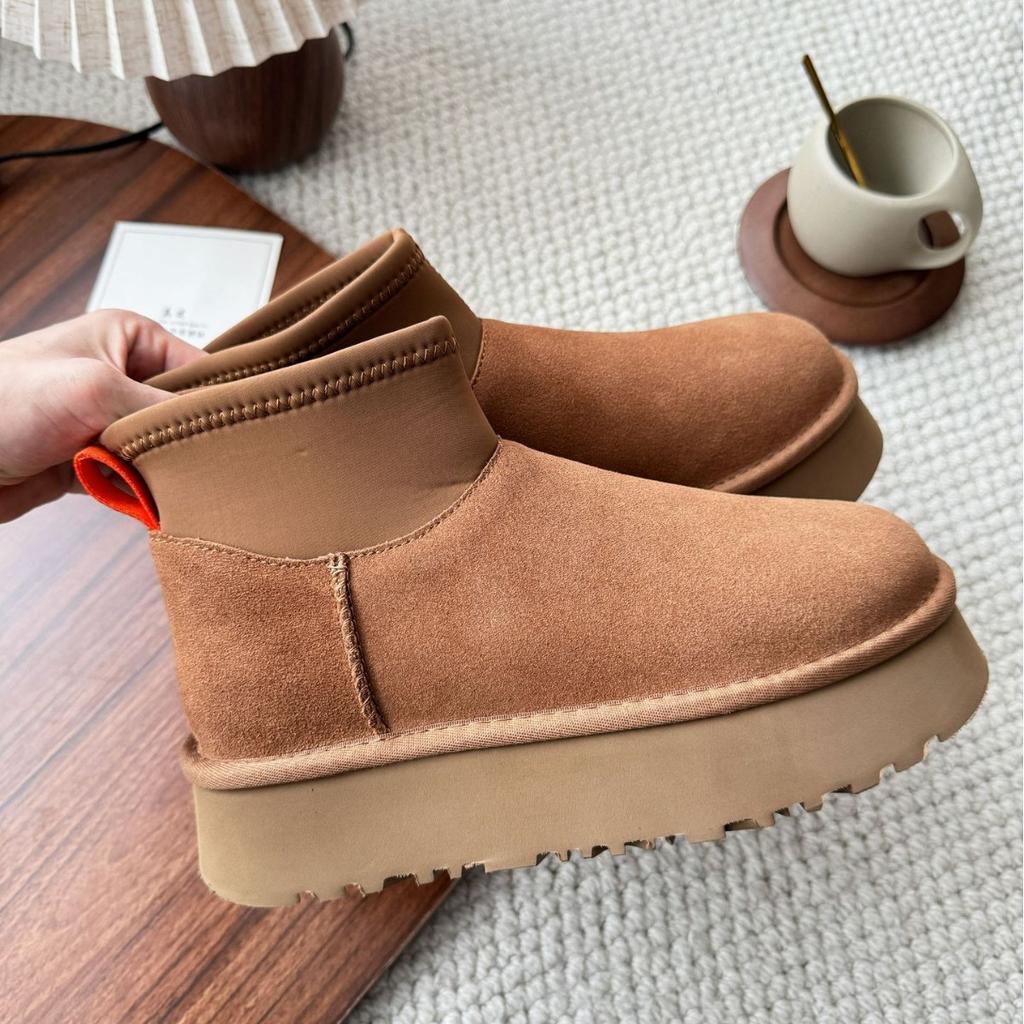 Thick-soled snow boots women's elastic cloth Sangpo fur integrated heightening deep wool velvet boots warm cotton shoes winter
