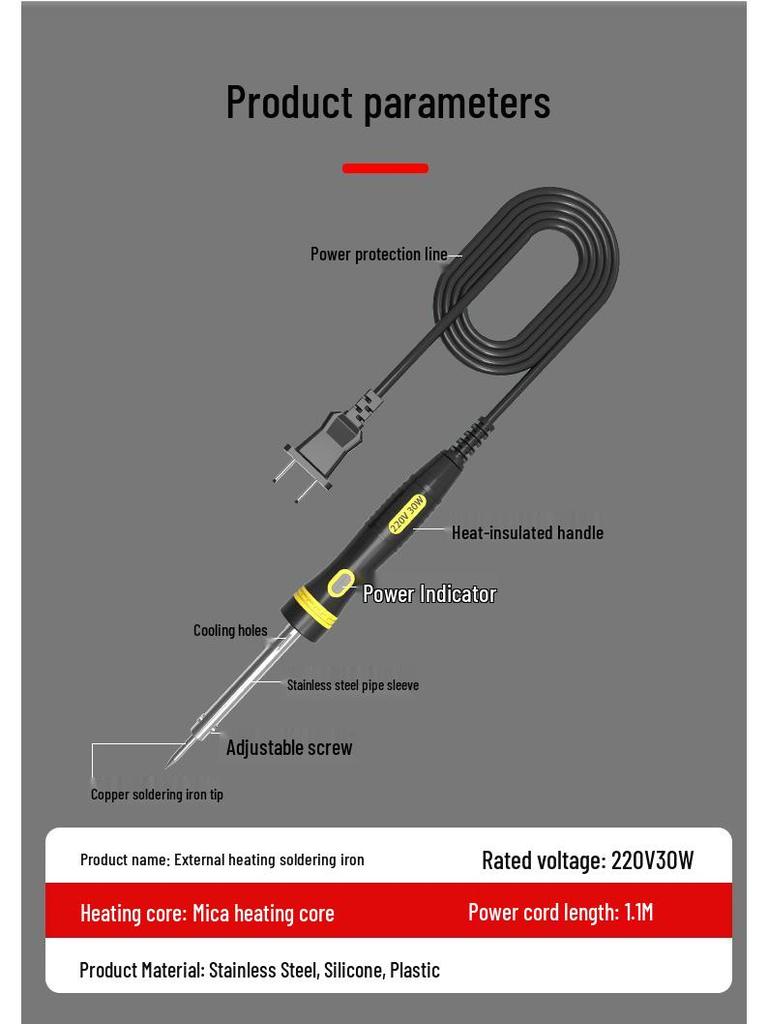 High-Power Industrial-Grade Electric Soldering Iron for Household and Professional Use - Constant Temperature, External Heating.