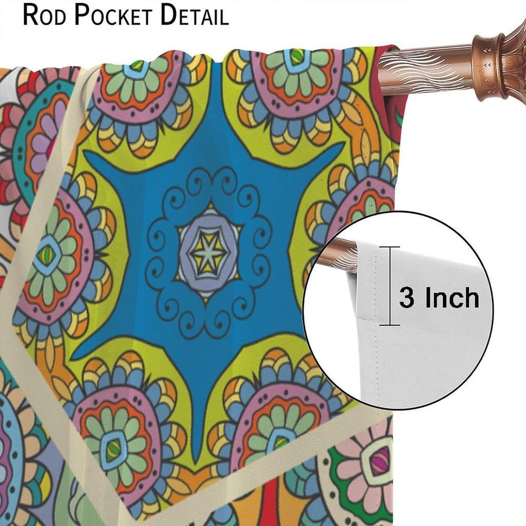 Colourful Graffiti Boho Curtains Vintage Floral Abstract Nation Splicing Pattern Colorful Graffiti Window Treatment for Living