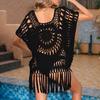 Women Crochet Hollow Tassel Beach Cover Up Sexy Swimsuit Cover