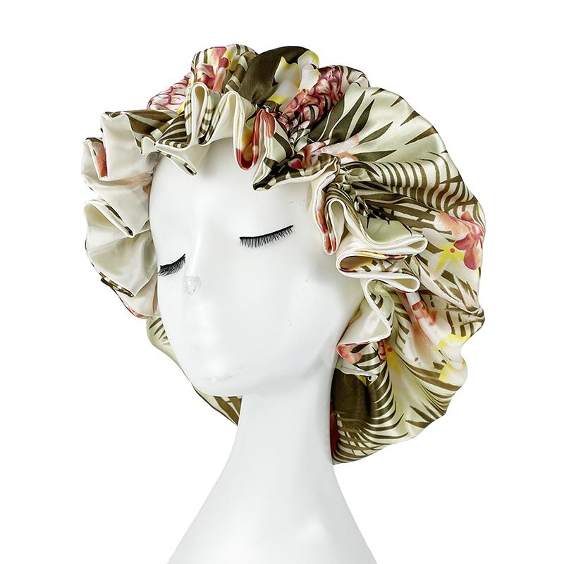 Double Layer Silky Satin Bonnet Women Sleeping Cap Large Reversible Satin Linned Night Sleep Headwrap Hat Hair Wrap Accessories