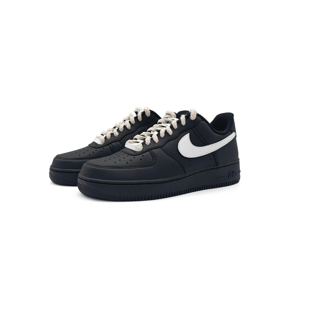 Nike Air Force 1 Leather Slip Resistant Abrasion Resistant Low top Skateboard Shoes Unisex Black White CW2288-001(Team505-)