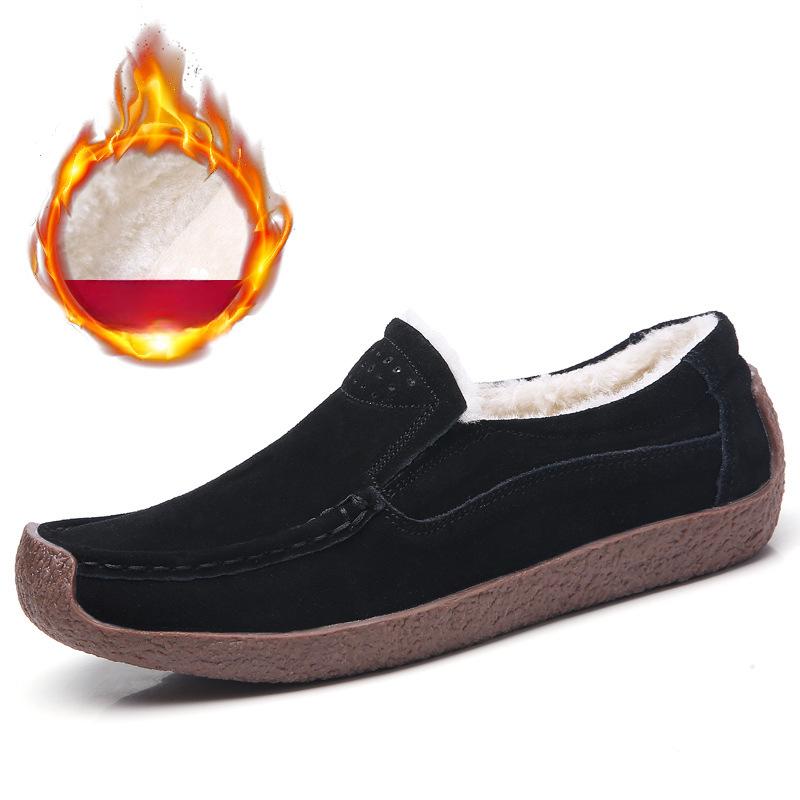 Slip-on Women Genuine Leather Loafers Casual Walking Shoes Elastic Ladies Working Driving Shoes Mother Shoes