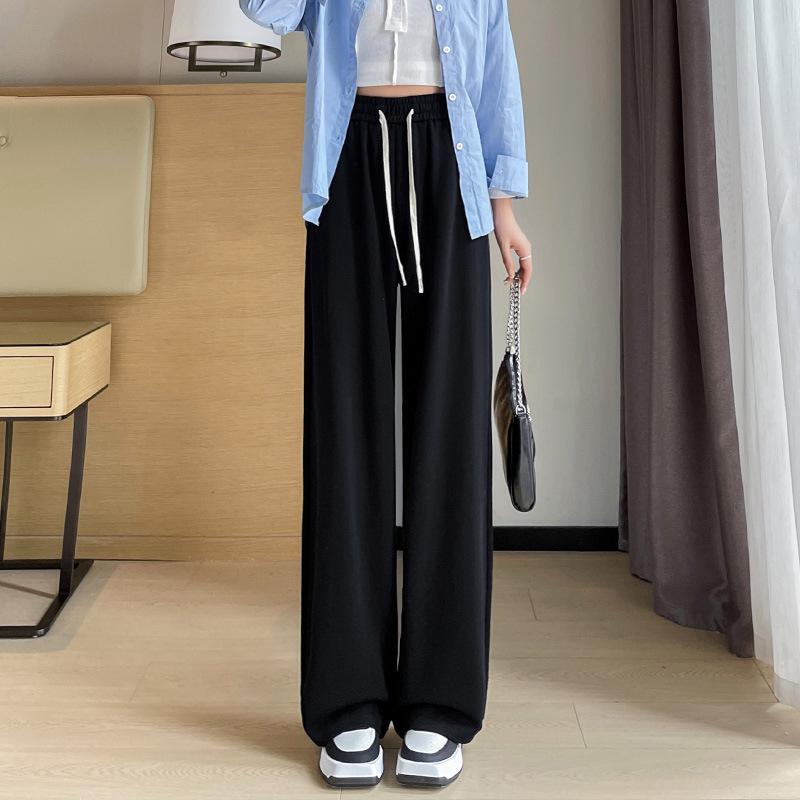 Women's 2025 Spring/Fall Straight Wide-Leg Drawstring High-Waisted Floor-Length Slimming Sweatpants