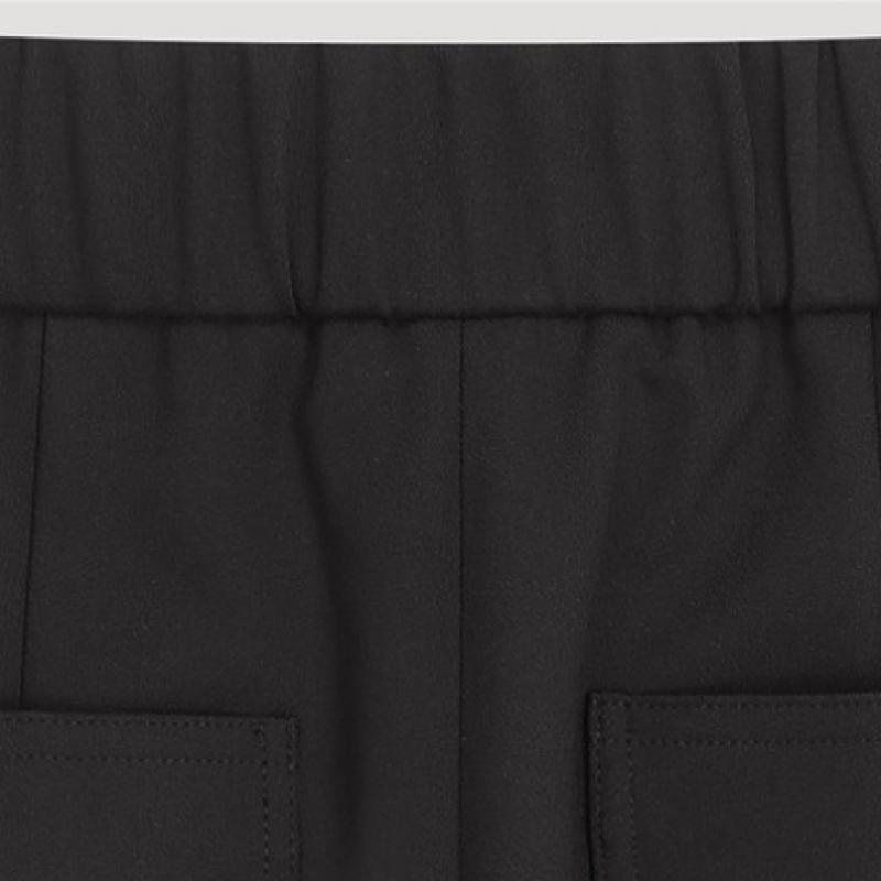  Pantaloni conici cu bandă la spate, model SwwSlo41120, negri, talie înaltă